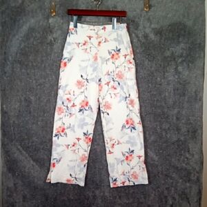 Lulu's Budding Bliss Ivory Floral Print Wide Leg Womens Pants Size Small